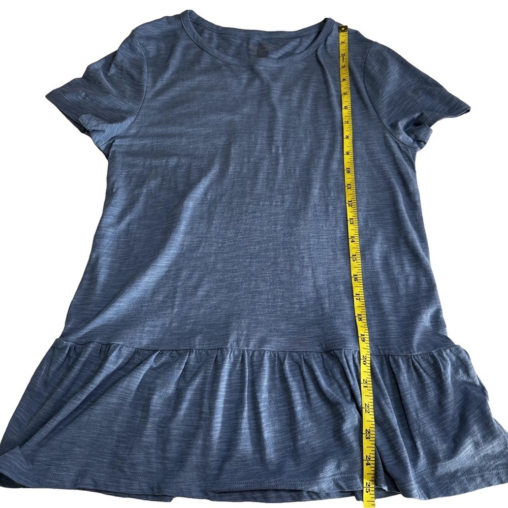 Naturals Denim & Co Blue Jersey Knit Top Shirt Tee Size XXS Peplum Ruffle NWOT - Picture 10 of 13